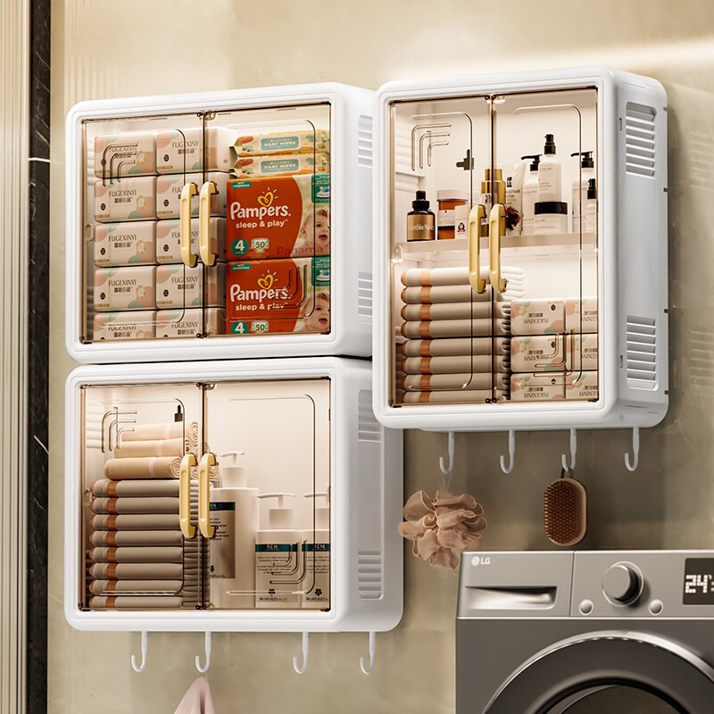 卫生间置物架化妆品收纳壁柜免打孔壁挂式沐浴露收纳架墙上浴室柜