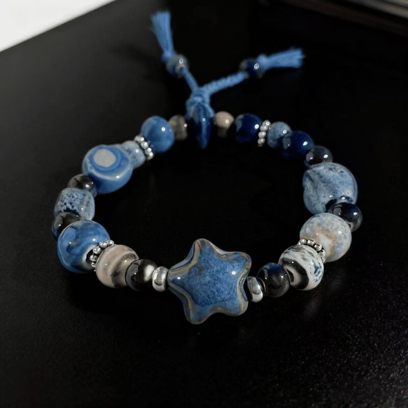 景德镇陶瓷手链天外星星可爱高颜值闺蜜手串超仙掉色礼物饰品推荐