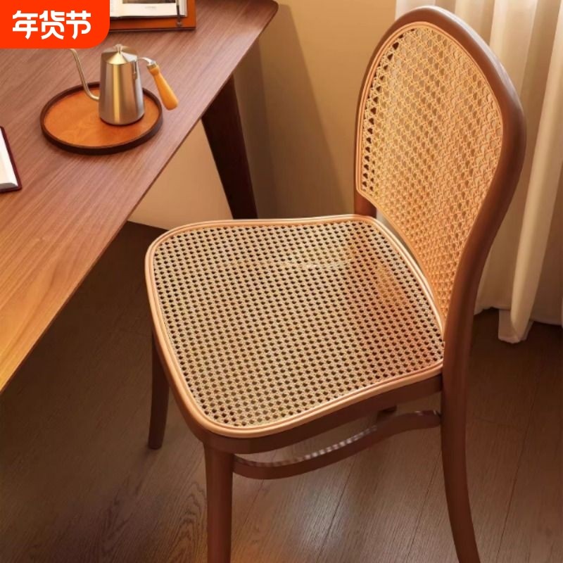 藤编椅子家用塑料靠背椅加厚可叠放小户型餐桌椅结实耐用中古餐凳,住宅家具,餐椅,淘宝优惠券,粉丝福利购,淘宝优惠卷