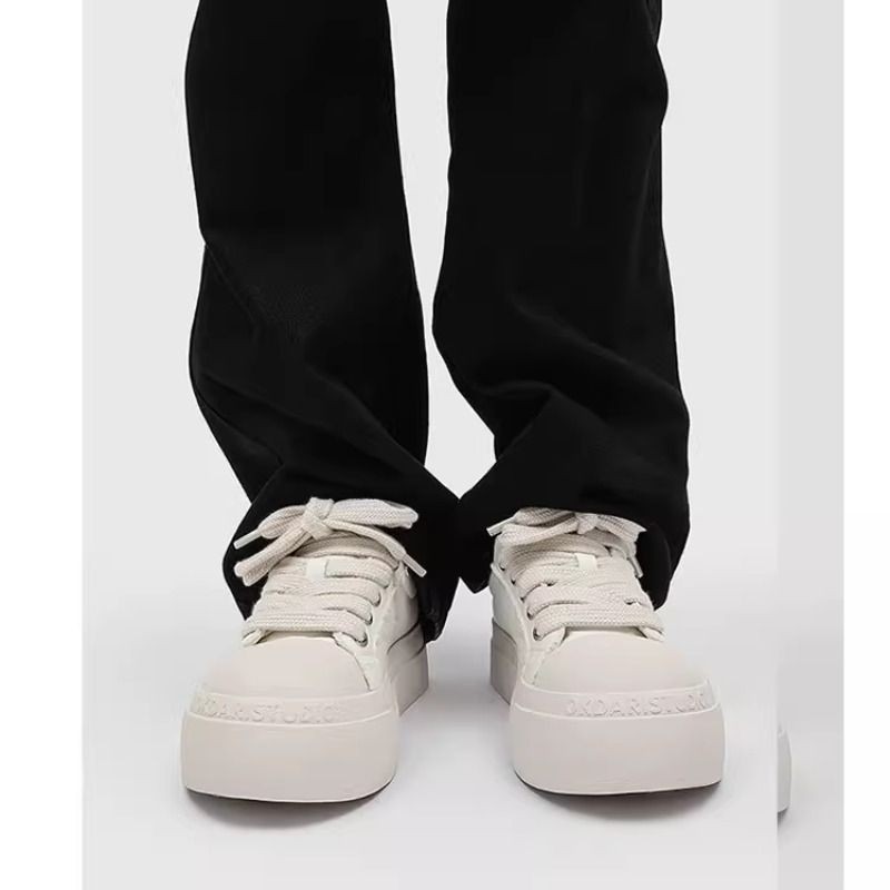 2026春季黑白情侣款帆布鞋厚底增高休闲大头鞋小众百搭舒适板鞋