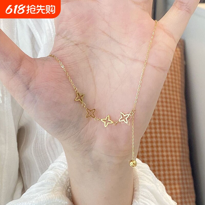 新款时尚黄铜项链配饰女轻奢小众设计感锁骨链夏天不掉色时尚颈链