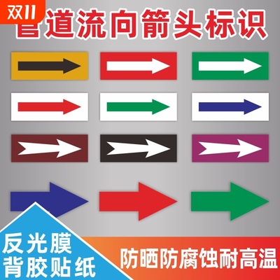 管道国标标识贴纸流向箭头