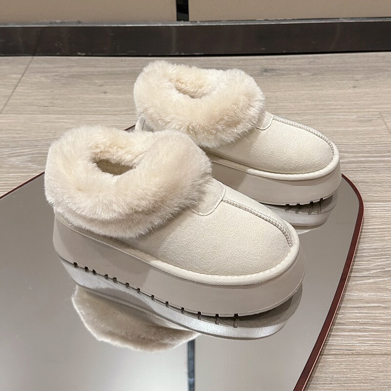 他她女孩白色雪地靴女款2025新款东北大棉鞋加绒加厚防滑薄底防水图片