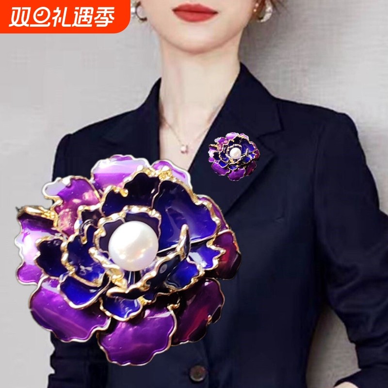 牡丹花高档奢华胸针中国优雅仿珍珠气质胸花旗袍别针大衣配饰西装