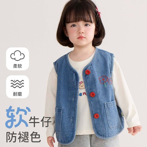 女童牛仔马甲春秋新款