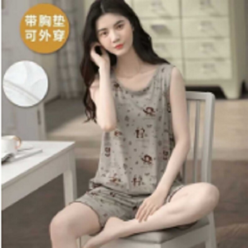 2026爆款网红舒适宽松冰丝睡衣女夏季薄款背心短裤女士家居服套装