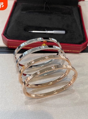 满天星轻奢女18K玫瑰金高版本高级感不掉色手环螺丝love手镯镀金