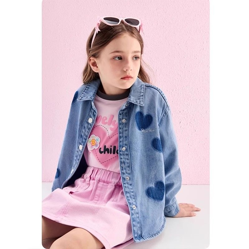 儿童韩版女童牛仔衬衣外套女童春秋季童装上衣大童女孩洋气衣服潮