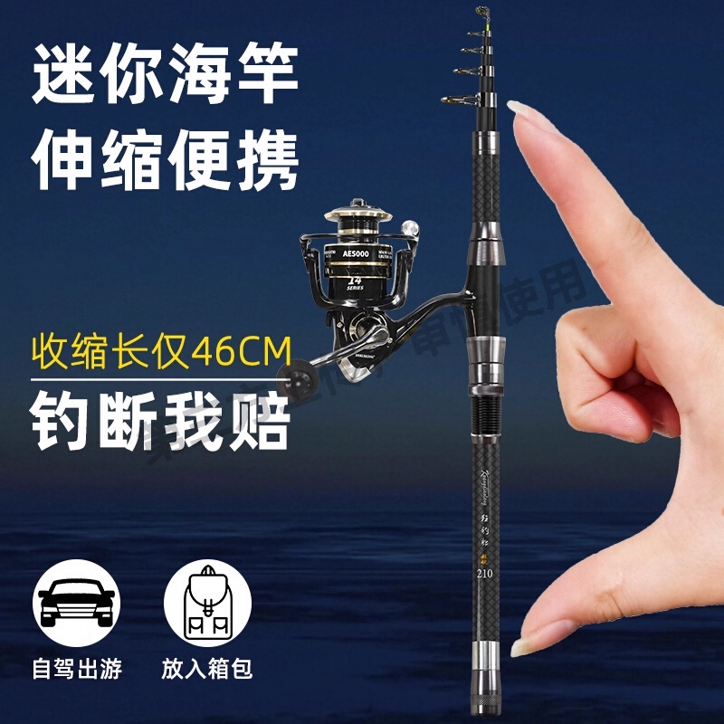 软尾小矶竿碳素短节收缩筏竿迷你便携海竿抛竿轻便陶瓷内环钓鱼竿