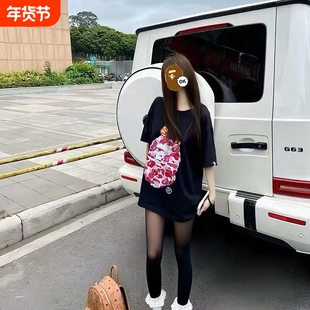 潮牌APE短袖t恤100%纯棉高版本中大童装亲子装SHARK BAPE猿人迷彩