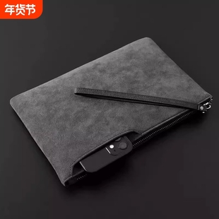 男士钱包大容量翻毛皮卡包休闲手拿包手机包多功能手袋高级零钱