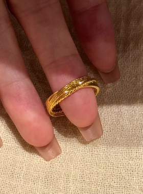 金色叠层爆闪莫比乌斯环戒指