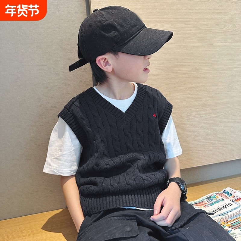 儿童马甲秋冬外穿2025新款男童背心春秋外套男孩V领针织毛衣灰色,童装/婴儿装/亲子装,马甲,淘宝优惠券,粉丝福利购,淘宝优惠卷