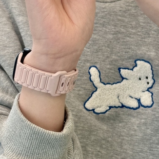 适用苹果s11手表表带iwatch10硅胶钉扣舒适运动女生s9876se男新款