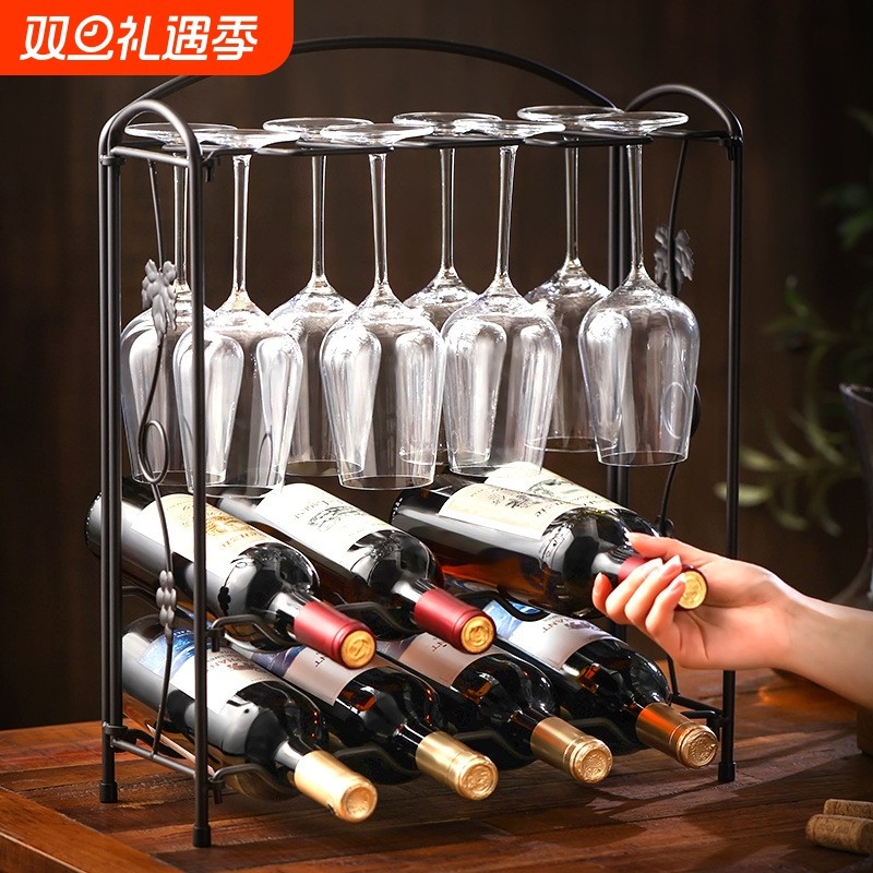家用红酒杯架酒柜红酒架摆件葡萄酒装饰倒挂酒杯架子现代轻奢复古