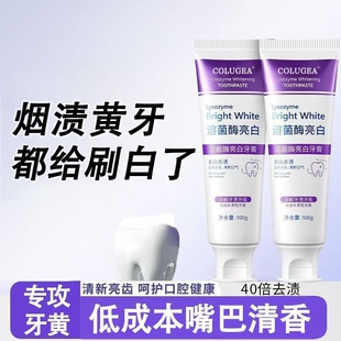 溶菌酶亮白牙膏口气清新除异味美白去黄去口臭烟渍口齿清新护牙
