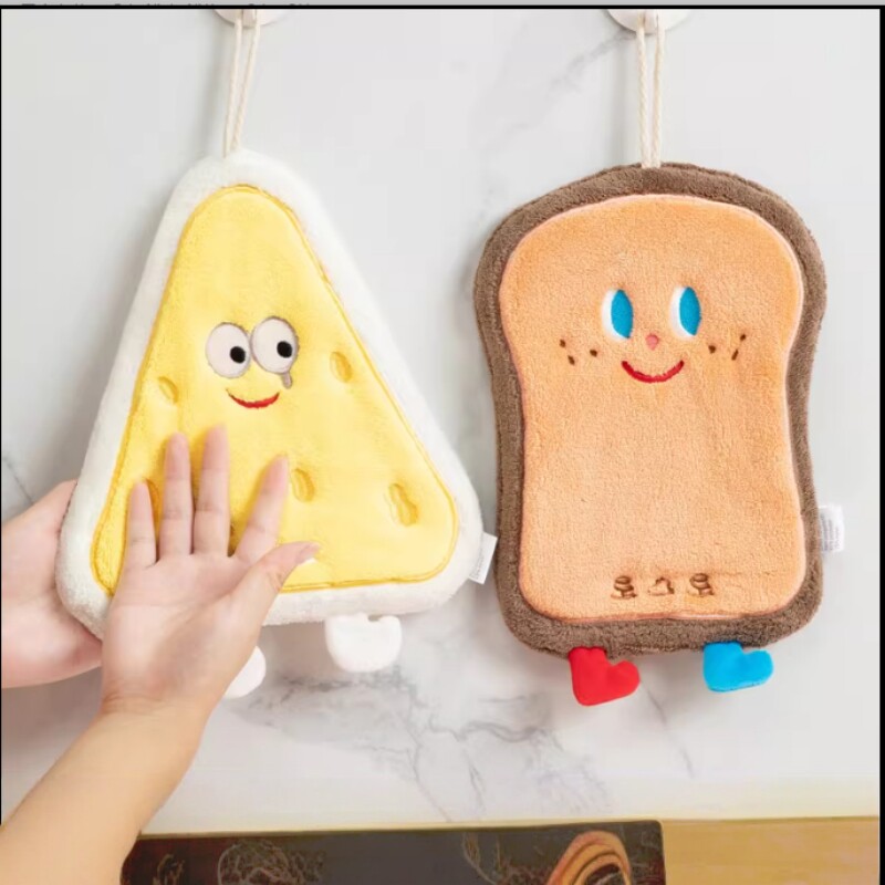 韩版可爱卡通擦手巾挂式擦手速干抹布儿童加厚珊瑚绒毛巾手帕吸水