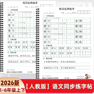 2026年人教版小学一二三四五六年级上下册语文课本同步练字帖O款田字格方格章法练习每日打卡习训练书写习字