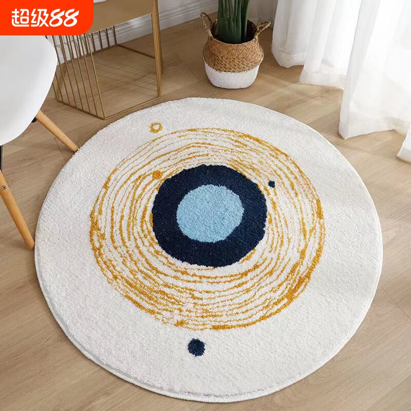 轻奢创意风吸水地毯卧室仿羊绒圆形床边毯家用可手洗隔凉防滑地毯