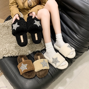网红爆款毛毛拖鞋女外穿厚底棉拖2024新款秋冬仙女风家居毛毛拖鞋