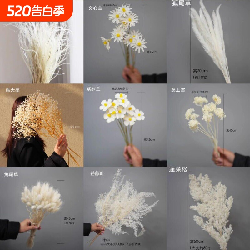 ins风家居软装婚礼布景干花永生花花束真花满天星装饰