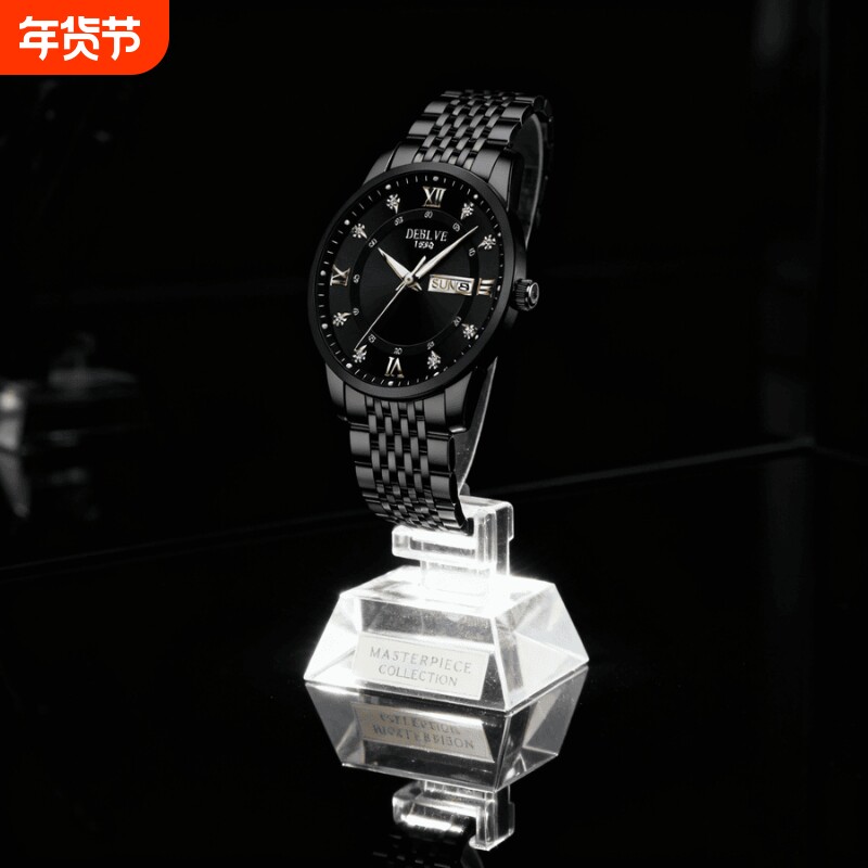 手表男款机械风全自动防水高级感全自动男表数字双日历防水腕表男