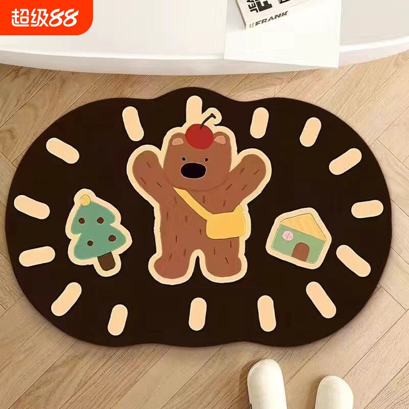 硅藻泥浴室地垫卫生间吸水垫洗澡防滑垫可爱家用门口脚垫卡通地毯图片
