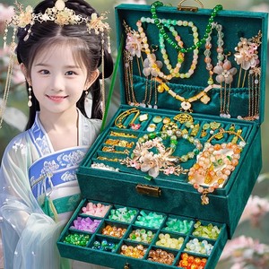 儿童串珠手工diy制作材料包礼物女童串手链女孩子穿珠子手串玩具