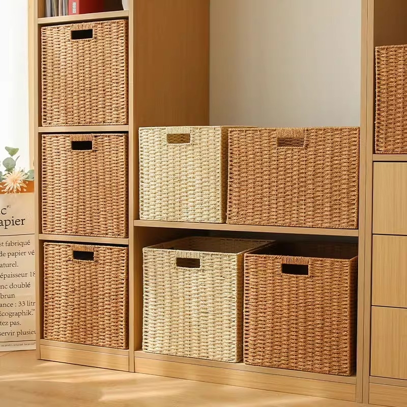 简约收纳盒草编杂物零食玩具