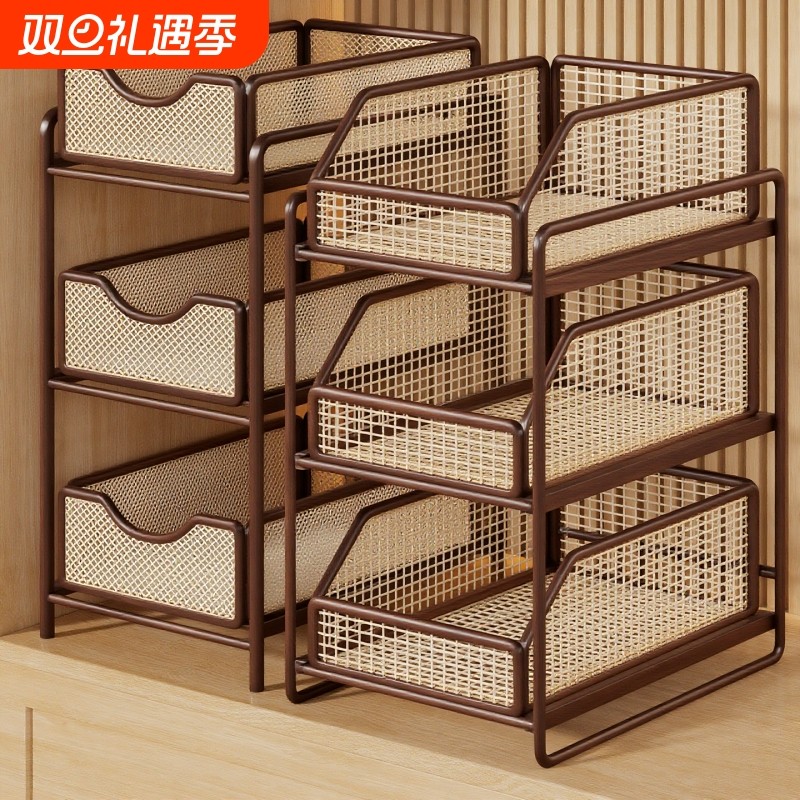 包包置物架橱柜内简易分层整理架抽屉式储物柜衣帽间多层抽式拉篮