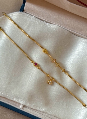 新中式金色红宝泡泡钻葫芦吊坠手链复古宫廷风轻奢高级感手饰