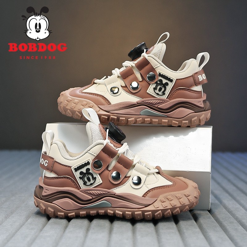 巴布豆儿童鞋防水皮面2025春秋男童休闲鞋轻便软底耐磨女童运动鞋