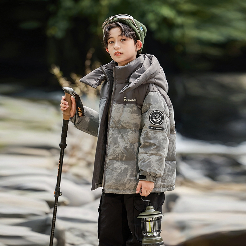 波士登儿童羽绒服男童女童中长款