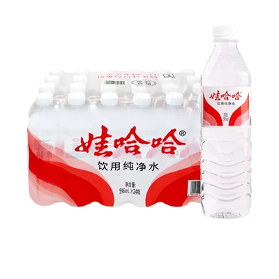 娃哈哈饮用矿泉水596ml*24瓶装塑膜绿瓶水家庭办公箱装纯净