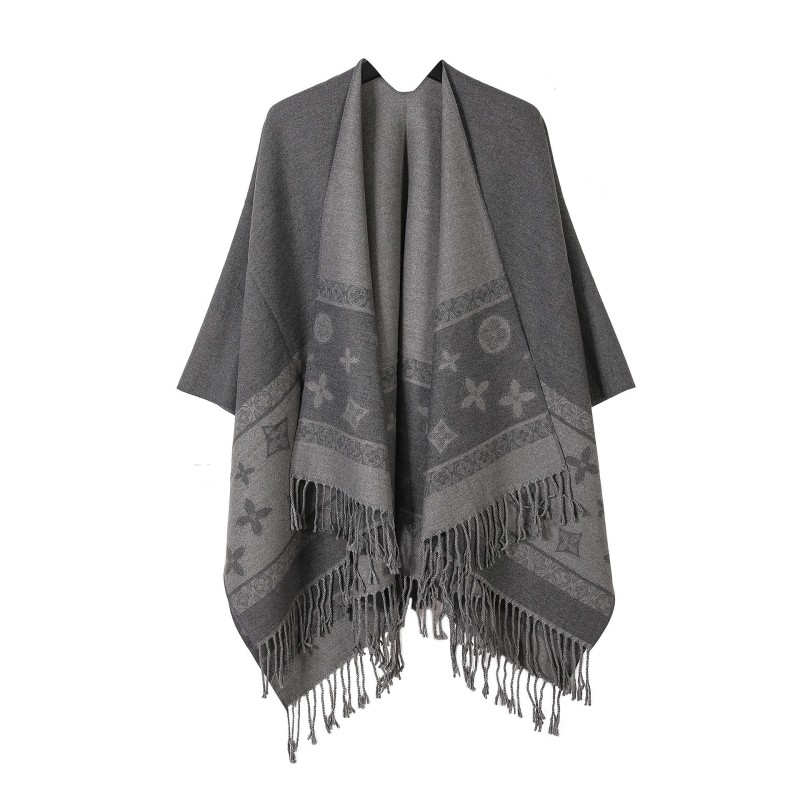 新款欧美时尚大牌披肩斗篷外搭女秋冬街头走秀气质保暖仿羊绒围巾