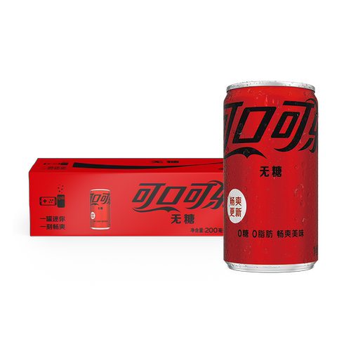 可口可乐零糖汽水摩登罐200ml*12罐mini零度可口可乐无糖罐装