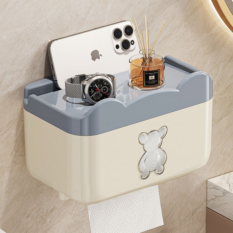 小熊奶油风纸巾盒壁挂式手纸盒卫生间厕所抽纸盒卫生纸放置盒渔将