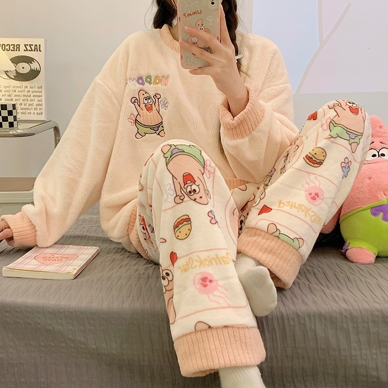 珊瑚绒女士睡衣秋冬款加绒加厚保暖 多规格