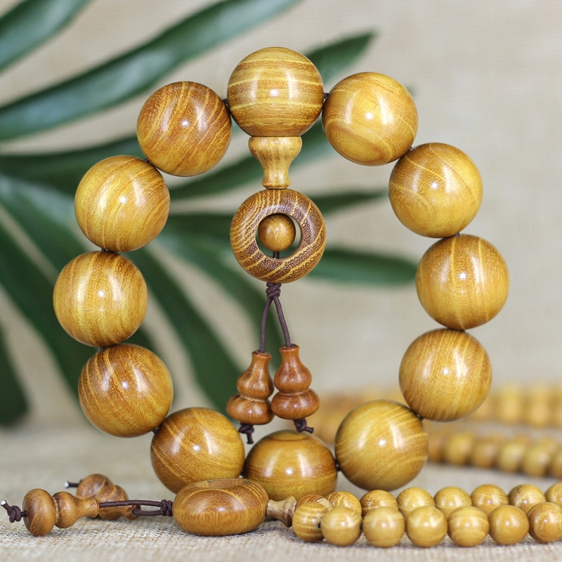 黄金檀顺纹男士文玩佛珠念珠108颗手串檀香木手链女单圈手持檀木