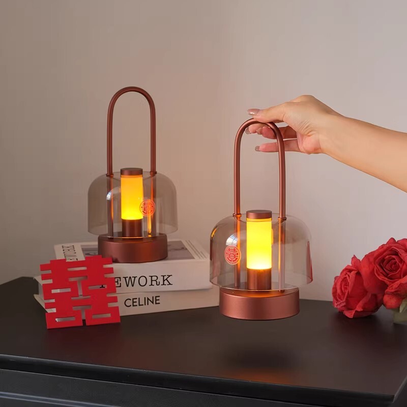 新婚礼物送新人手提陪嫁长明灯一对喜灯结婚高端卧室床头台灯家用