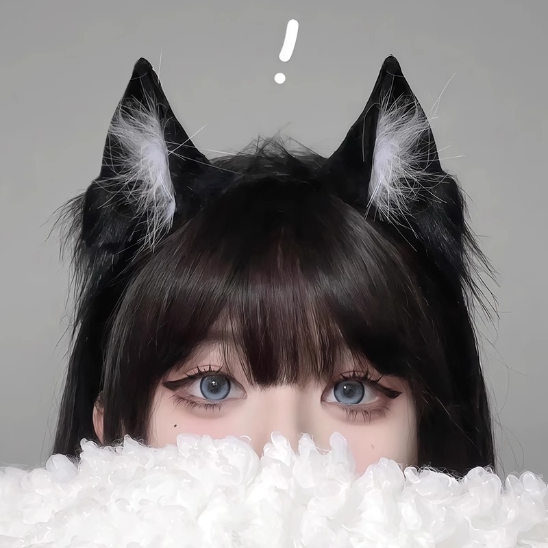 猫耳发箍女cos仿真立体兽耳KC可爱毛绒耳朵洗脸头箍lolita发饰黑