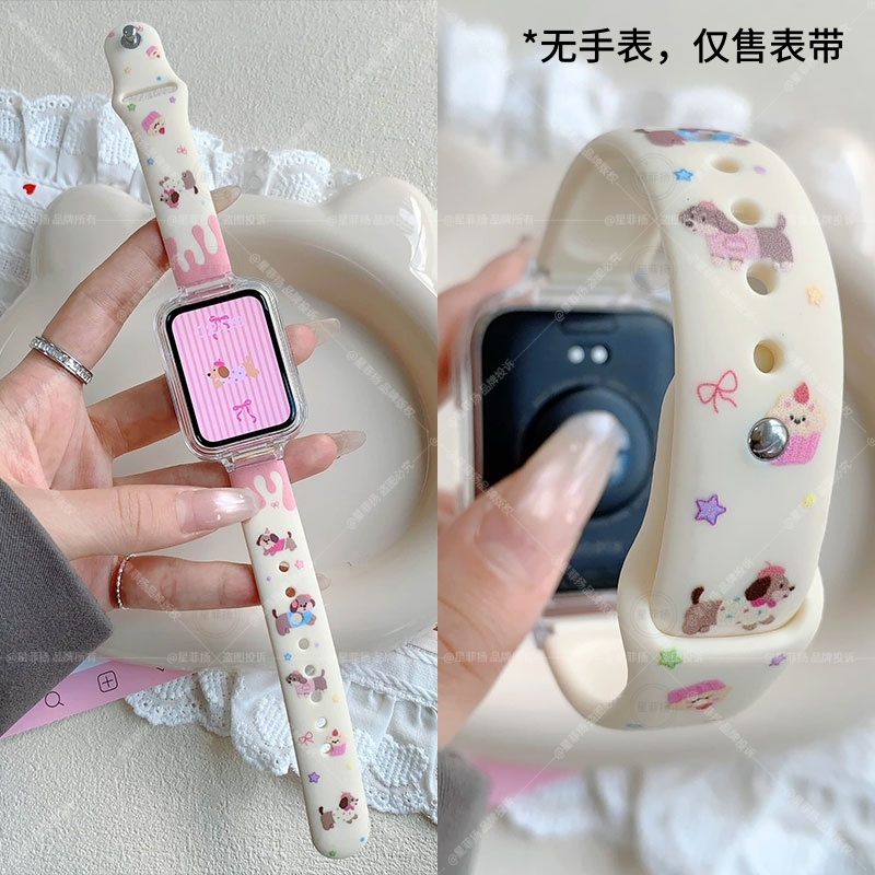 【青红苹果】适用小米9pro手表硅胶表带8pro个性腕带透气夏秋季红米watch4代KK小猫redmi watch5智能手表带