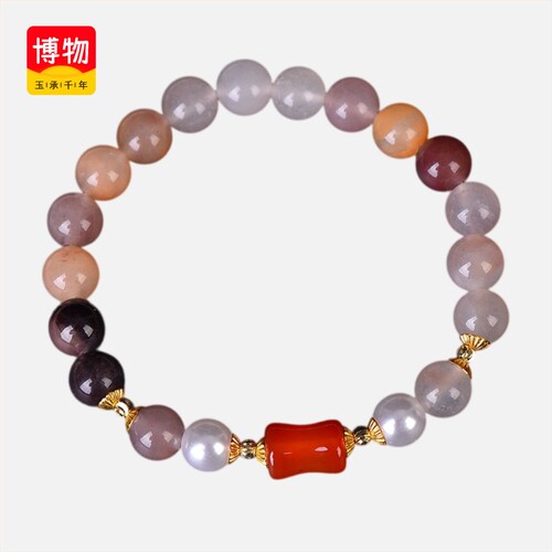 送证书新疆玉石手串手链紫罗兰石英岩玉直径8mm女款送礼物13188