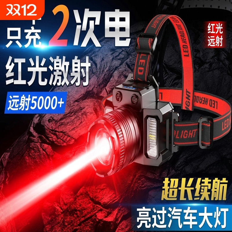 公牛适用头灯强光超亮头戴式户外