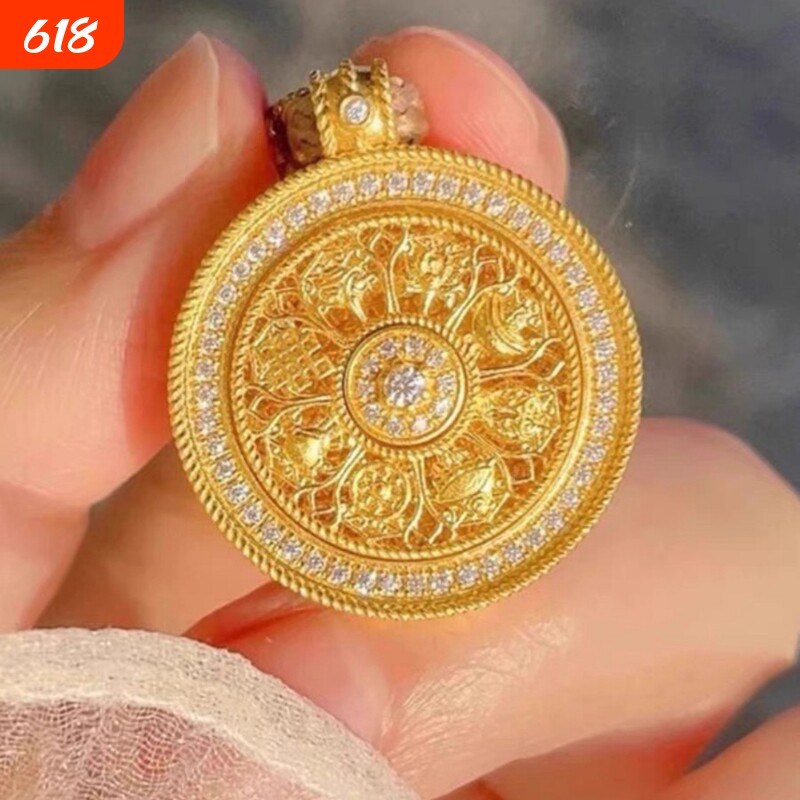 南非锡金古法八宝罗盘吊坠时来运转项链转运珠毛衣链不掉色合金