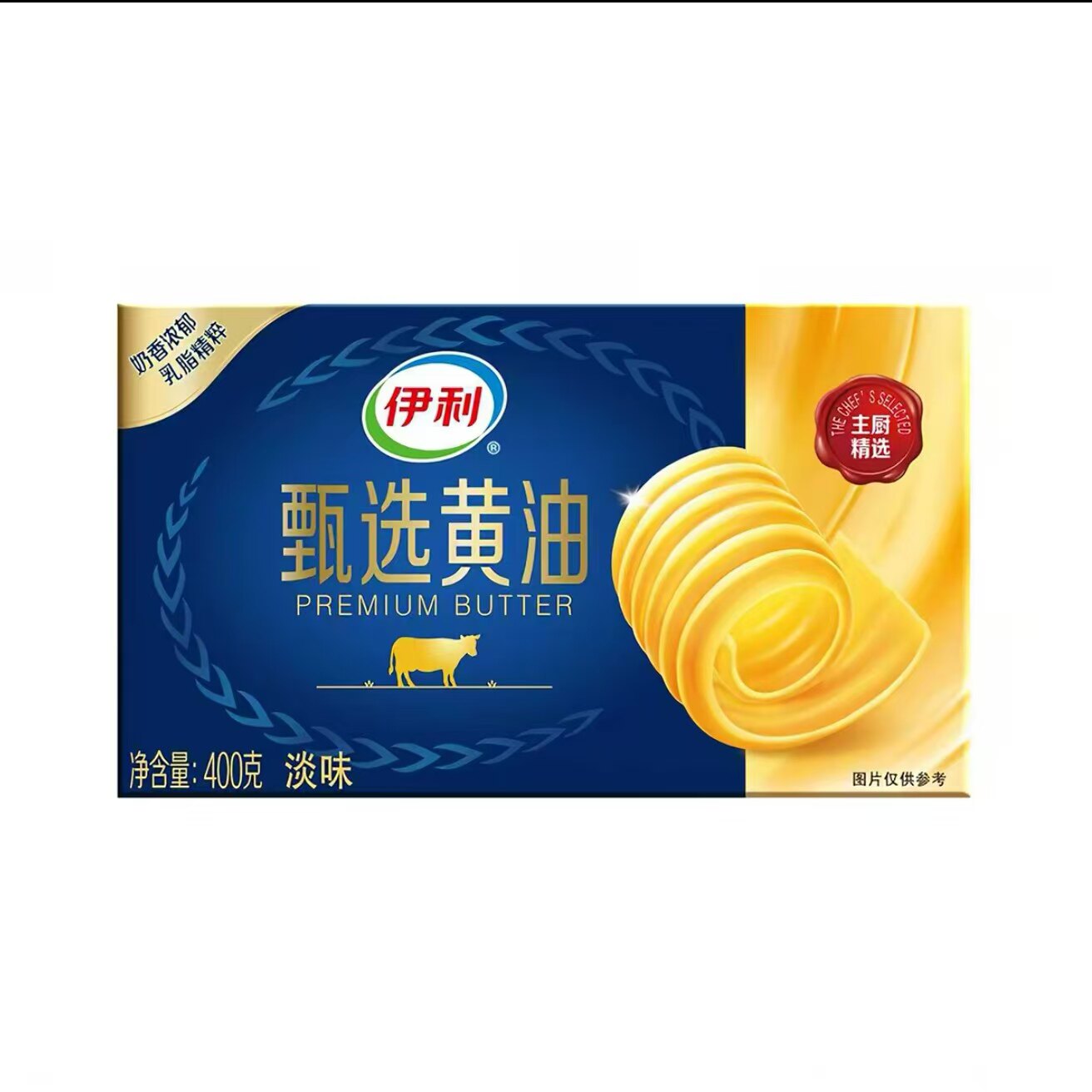 伊利动物黄油400g大块烘焙家用煎烤牛排涂抹面包曲奇赠黄油刀