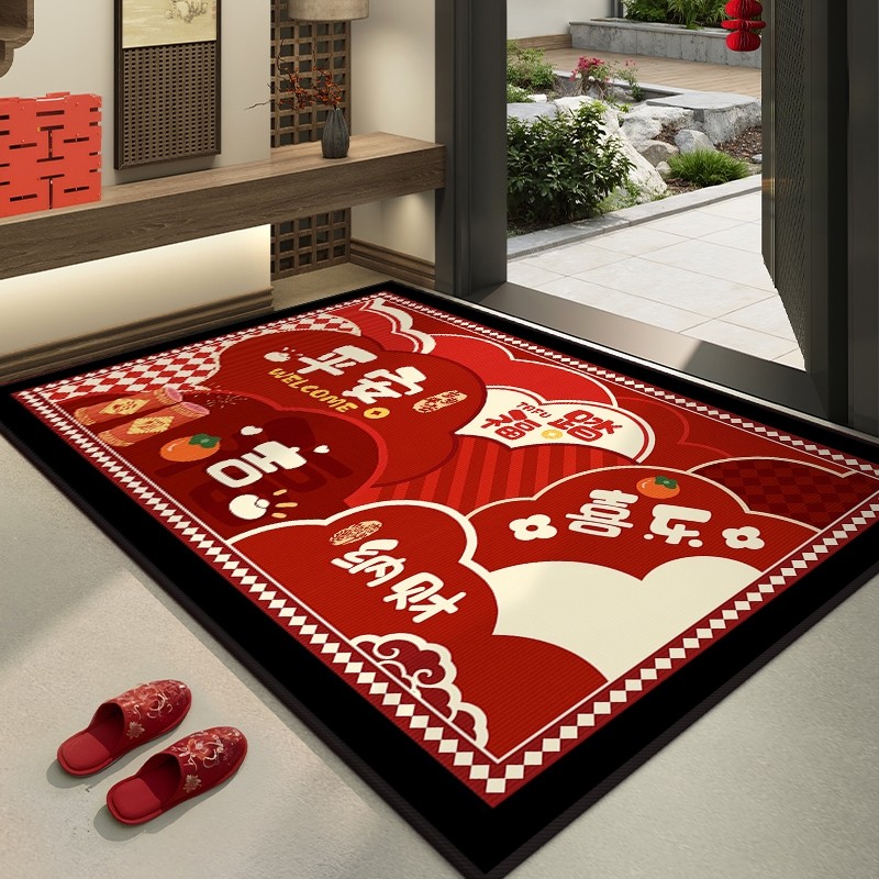 新年入户门地垫进门高级感喜庆门口垫子耐脏防滑红色地毯脚垫免洗,居家布艺,入户地垫,淘宝优惠券,粉丝福利购,淘宝优惠卷