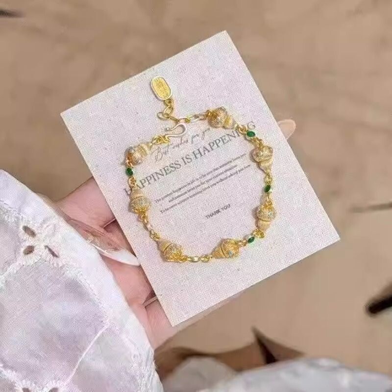 珐琅彩花丝葫芦手链女新中式国潮风小众设计精致感手饰品送女友