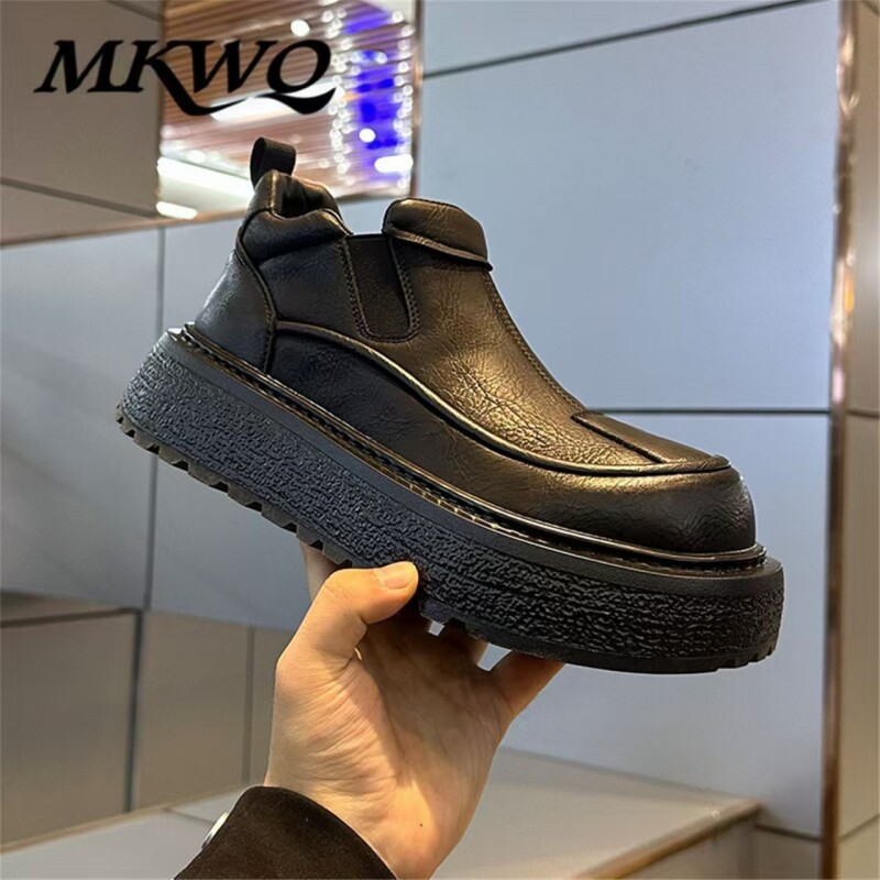 新款男士时尚商务男鞋靴子高帮皮马靴切尔西情侣款冬季隐形