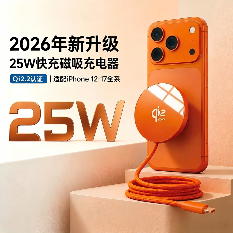诺希无线磁吸充电器qi2认证25W快充手机支架适用苹果8-17promax华为安卓小米桌面耳机magsafe充电线游戏专用